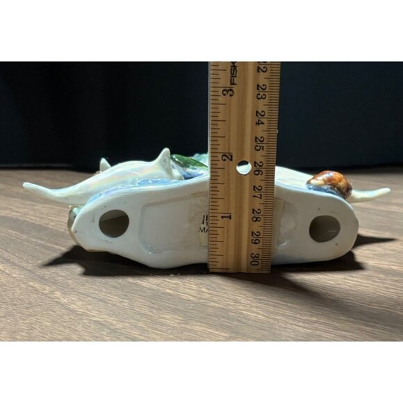 Dolphin Figurine Ocean Scene Iridescent Porcelain Decor Oceanic Nautical - Picture 7 of 8